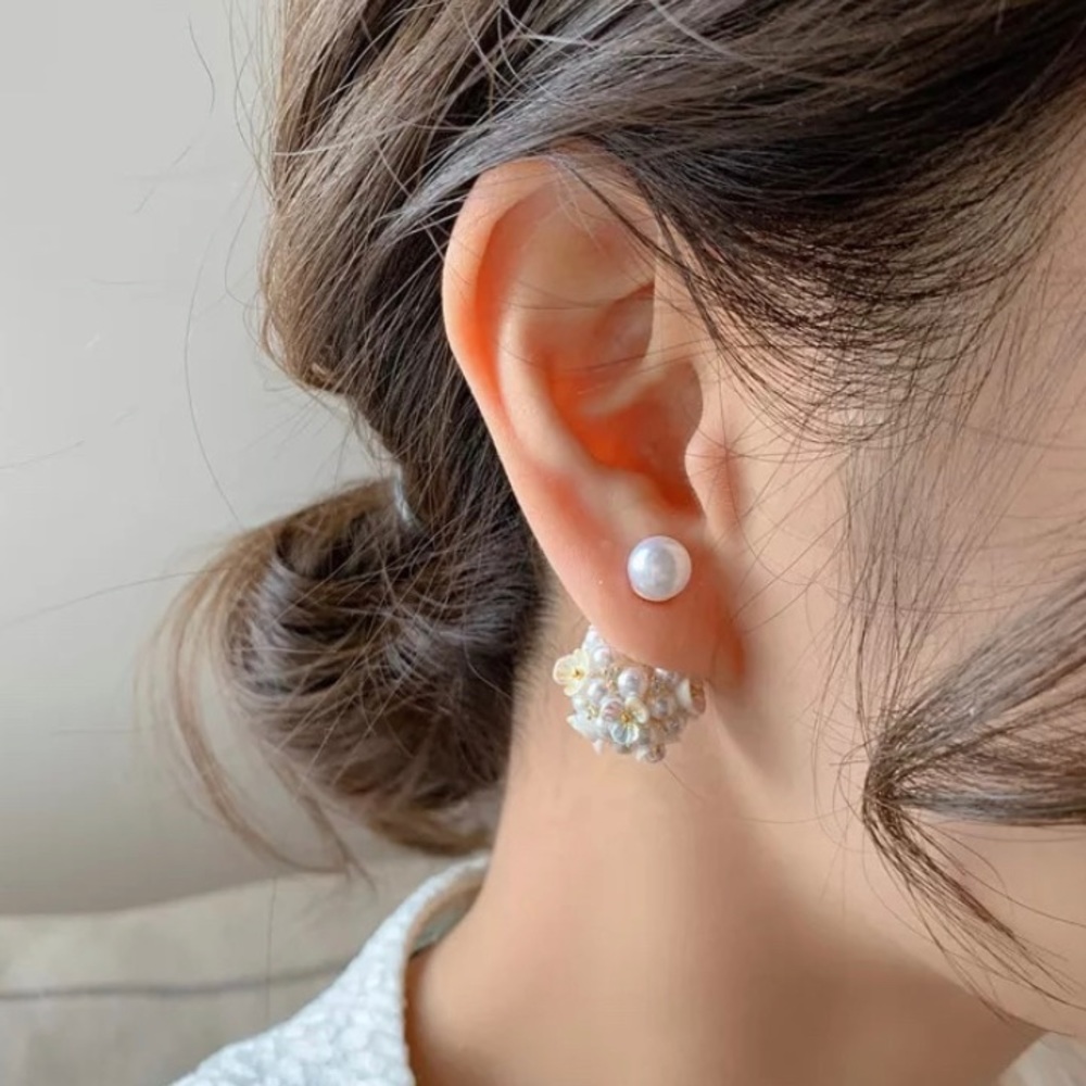 Lovely & Delicate Floral & Faux Pearl Bouquet Earrings Accessories Jewelry